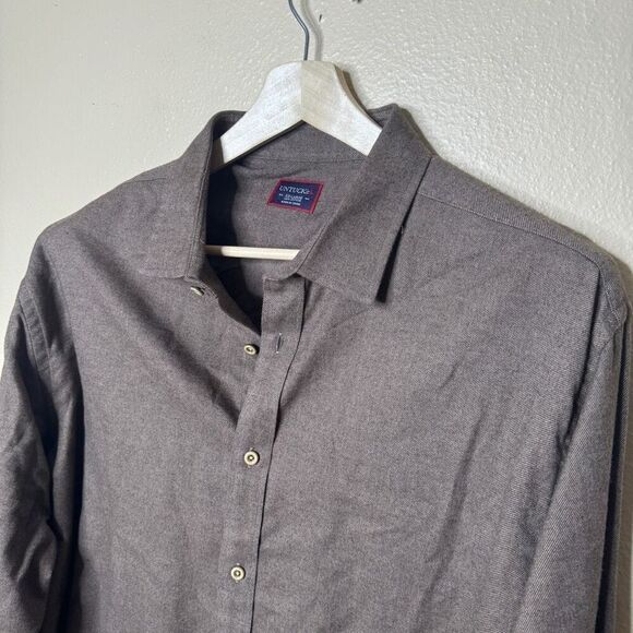 Untuckit Shirt Mens XXL Brown Button Up Flannel Long Sleeve Pocket Casual - Picture 3 of 10